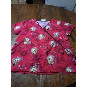 Small Baby Looney Tunes Baby Tweety Bird Short Sleeve Scrub Top Shirt